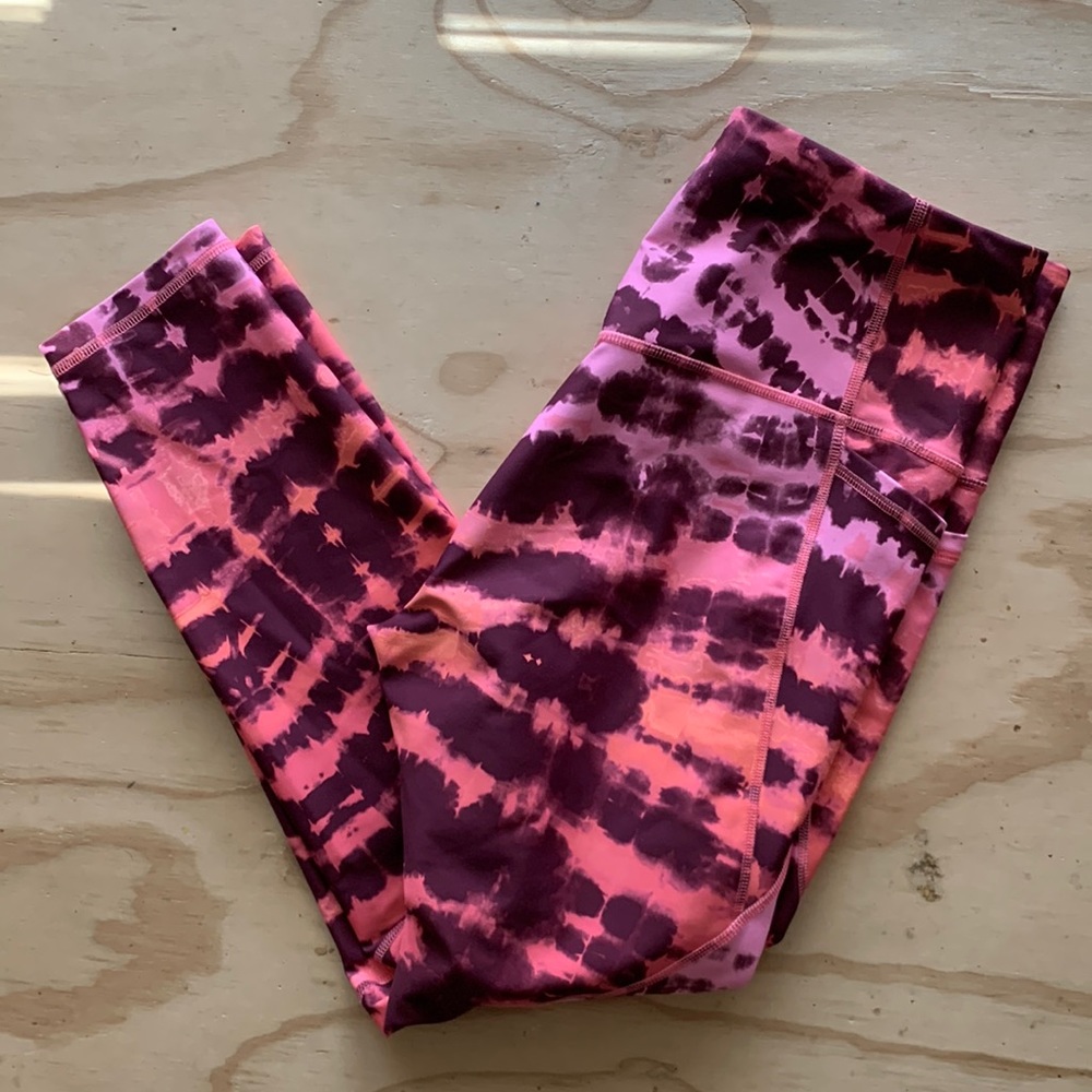 Old Navy Pink & Burgundy Tie-Dye Leggings